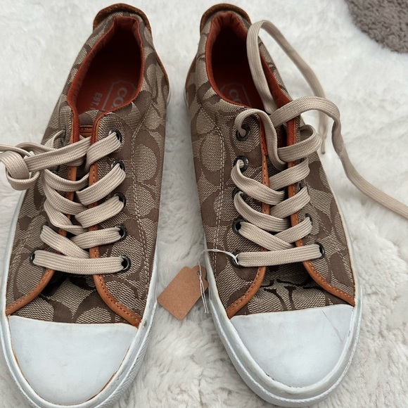 Coach Shoes - Coach Women's Tan and White Patterned Sneakers
